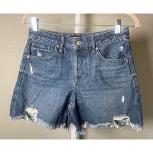 Express Blue Jean Shorts Women's 00 Mid Rise Boyfriend Midi Beach Western Casual